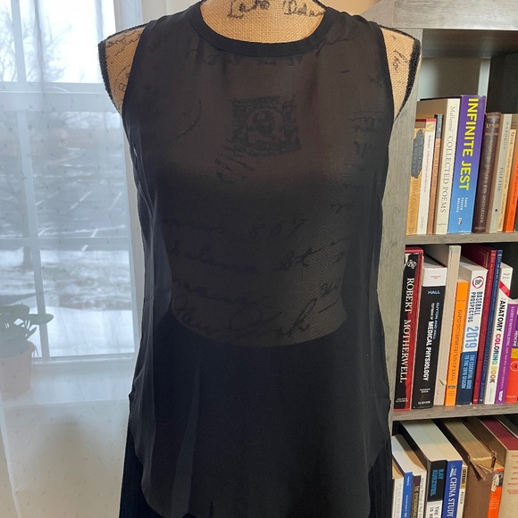 Banana Republic black sheer tunic top with pleated back - Picture 1 of 6